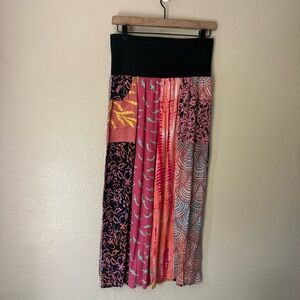 Patchwork Wide Leg Capri Pants